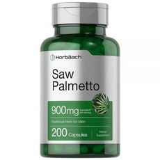 Horbäach 쏘팔메토 추출물 | 200캡슐 GMO 프리 및 글루텐 포뮬러 전통적인 허브 보충제 베리, 1개
