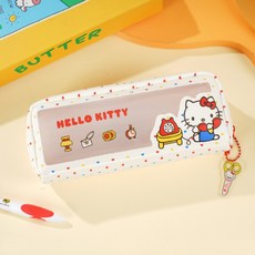 리리월드 산리오 정품 헬로 키티 투명 펜 파우치 봉제 필통, 1개, 화이트키티