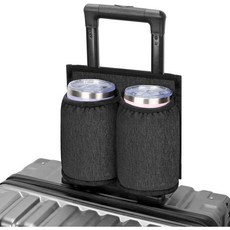 여행용 캐리어용 수하물 컵 홀더 부착구 손을 자유롭게 하는 음료수 휴대용 케리어 커피 머그잔 텀블러 롤온 캐리어 손잡이 적합 승무원 여행객 액세서리, 카본 블랙