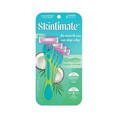 Skintimate 일회용면도기 여성용 스킨티메이트 코코넛 딜라이트 일회용 면도기 4개입, Skintimate 일회용면도기 여성용 스킨티메이트 코, 1, 4