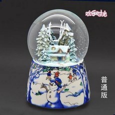 歡樂時光 雪景水晶球 普通版, 亮燈旋轉自飄白雪水晶球音樂盒, 1個