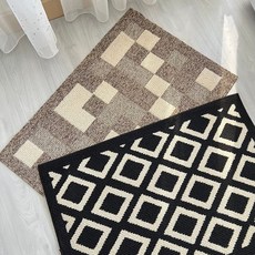 BAGEL蓓果 北歐風玄關刮泥地墊，耐髒除塵、可機洗防滑腳踏墊，適用於大門口, 1個, 米咖方格 (須折疊出貨), 米咖色