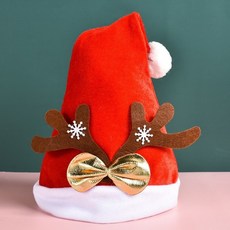 갈색 사슴뿔 리본 루돌프모자 크리스마스 산타모자, 1개, 상세페이지 참조