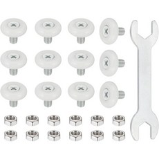 uxcell 19mm 서랍 롤러 휠 캐비닛 포지셔닝 슬라이드 스크루 렌치 포함 파일 문서 서랍 공예 교체 부품용 화이트 12개
