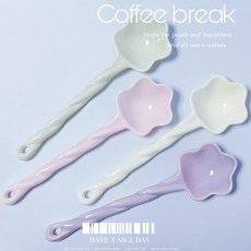 韓式麻花高顏值星星甜品長柄陶瓷ins家用少女調羹可愛陶瓷勺子, 1個, 紫色麻花星星勺,1支裝