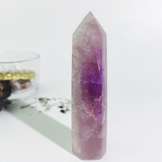 粉調紫螢石柱 帶彩虹光 高品質 能量擺件, 1個