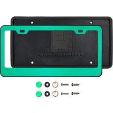 실리콘 백가드 번호판 홀더 그린 크롬 미러 프레임 T304 스테인리스 스틸 + 금속 나사 캡, 실리콘 백 가드 번호판 홀더 그린 크롬 미러 프레임 T