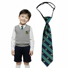 초록 네이비줄 넥타이 유아 아동 넥타이 초록 줄무늬 미니 넥타이