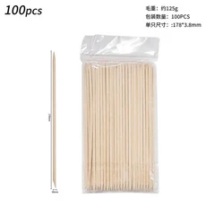 100Pcs 큐티클 푸셔 리무버 오렌지 우드 네일 스틱 양면 라인 석 도트 매니큐어 케어, 02 100Pcs 178mm
