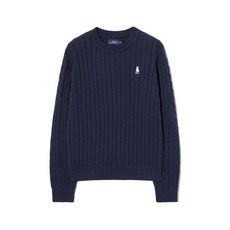 예일 YALE 우먼즈 케이블 라운드 니트_네이비