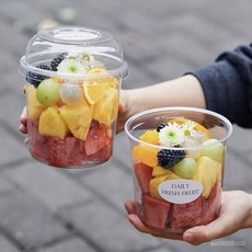 一次性水果盒打包盒甜品水果撈桶杯子食品級幹果盒冰粉專用透明碗, 1個, 【16oz】約560ml-沒有蓋,10套
