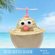 여름 밀짚 바람개비 장식 모자 귀여운 동물 포인트 가벼운 통풍 레저 햇빛가림 모자 Yellwell cck, 1개, 작은 분홍색 공