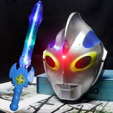 發光賽羅奧特曼面具兒童發光寶劍玩具 - 歐布羅索烈火奧特曼刀劍角色扮演套裝, 迪迦面具+藍色聲光劍, 1個