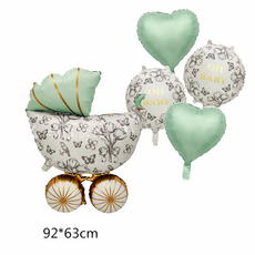 EC1983 베이비샤워 풍선 세트 유모차 풍선 아기 파티 장식, 그린, 1세트