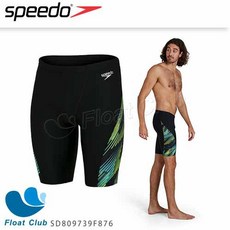 SPEEDO 男士競技及膝泳褲 黑色 光電花紋 SD811367F876