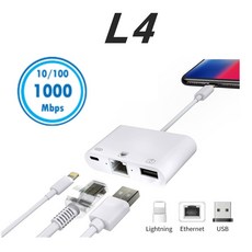 슈퍼 OTG 아이폰 아이패드 USB 젠더 유선랜 HDMI 미러링 외장하드 SSD 허브 사진 동영상 디카 파일 백업 오인페 악기 마스터 키보드 개러지 밴드, 8핀_L4 (랜+USB+충전) 1Gbps수용