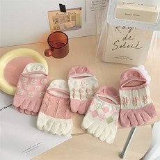 러블리삭스 핑크 플라워 발가락덧신 5켤레