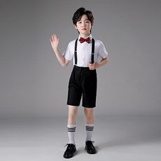 DIU 男童演出服主持人走秀朗誦合唱鋼琴表演禮服兒童白襯衫黑褲子套裝