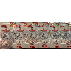 NUK SPACE 米奇米妮 透氣奶嘴 2入裝 0-6m 6-18m 18-36m, 1個, 超透氣奶嘴2入裝 0-6m,米奇灰色米妮咖啡