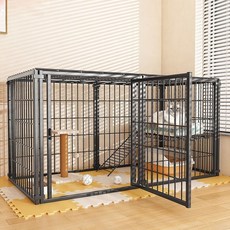 狗狗寵物圍欄室內家用狗籠子中小型犬泰迪隔離門護欄柵欄專用狗窩, 黑色,60*70*8片+頂蓋, 1個