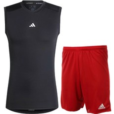 아디다스 민소매 나시티 반바지 운동복 세트 남여공용 헬스복 + ALS 마스크