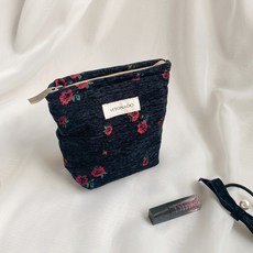 에브리테일 소형 장미꽃 자수 플라워 화장품 파우치