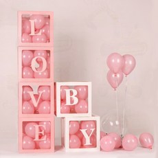 투명풍선박스 베이비파티 신생아축하 출산기념 투명데코, 1개, 윙즈스토어 홀로그램BABY