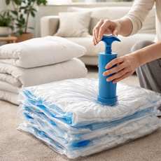 에어라벨 투명 진공 압축팩+전용펌프세트 이불 의류, 1세트, 5개입