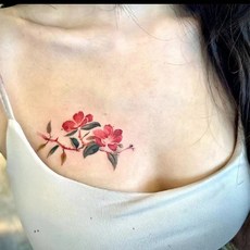 彩色紋身貼紙，持久防水，性感花朵設計, 1個, 絕然情牡丹【到手1張】,彩色紋身貼