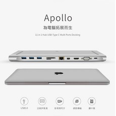 WiWU 阿波羅 Apollo 11合1 USB-C 擴充底座, 深空灰