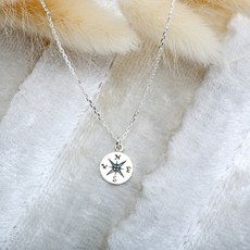 【Angel & Me】幸運羅盤指北針s925純銀項鍊 生日情人節禮盒, 1個, 搭配16吋鍊條 (40公分)-鎖骨鍊長