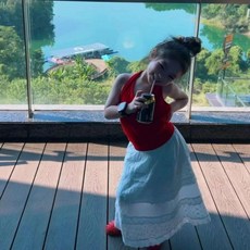 女童紅色掛脖背心套裝 夏款海邊穿搭