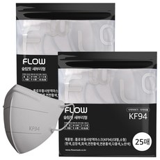 FLOW 슬림핏 KF94 새부리형 마스크 어린이 초등학생용 소형, 그레이, 2개, 25매입