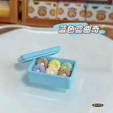 迷你藍色盒曲奇 娃娃屋擺飾, 藍盒+6色餅乾（COOKIE圖樣）, 1個