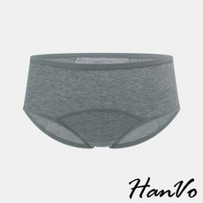 【HanVo】柔軟透氣孔生理褲 吸濕排汗 加寬防水純棉底襠防漏 中低腰 透氣內褲, 灰色,XL