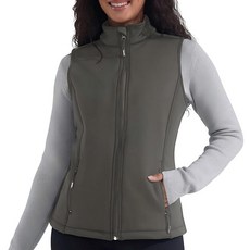 YIPINK 여성용 플리스 조끼 소프트쉘 방풍 민소매 재킷 지퍼 포켓 포함 러닝 하이킹 골프 겨울용 다크 그레이. XL