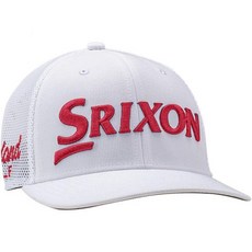Srixon 스릭슨 투어 오리지널 트럭커 골프 모자, 흰색/빨간색