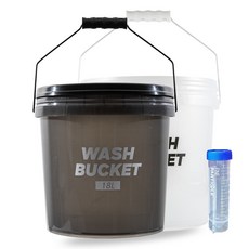 마그웻 세차 버킷 반투명 워시버킷 세차 물통 18리터+소분용기, 반투명 화이트, 18L