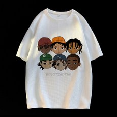 와플 반팔 티 남성 반팔 5부 티셔츠