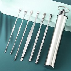 해피포레 귀지제거 귀후비개 키홀더 귀이개 스 귀파개 귀지개 귀지청소 귀청소, 실버, 1, 36g