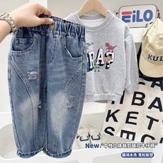 男童鞦裝牛仔長褲2025新款大童春鞦新款兒童中大童男孩直筒牛仔褲