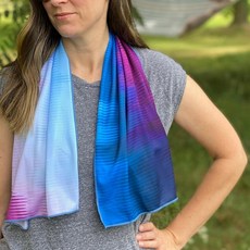 쿨링 타월 피트니스 SHAKEitCOOL 확장형 사이즈 리시하게 시원하게 유지하세요 열 완화 부드럽고 가벼운 자외선 차단 세척이 간편함 자전거 타기 하이킹 달리기 요가 골프 정, 블루 퍼플 웨이브