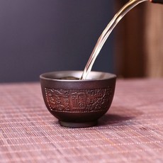 復古紫砂品茗杯 家用茶具, 1個, 紫陶百福主人杯（單個裝）盧美對