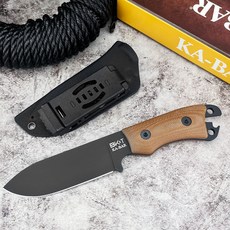 KABAR BK11 다목적 가정용 주방 고정 블레이드 스트레이트 나이프 칼집 포함 D2 스틸 리넨 핸들 유틸리티, 01 Brown, 1개