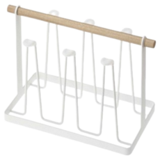 日式創意鐵藝瀝水杯架, 白色+木頭色, 1個