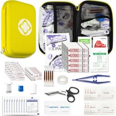 276개 구급상자 가정용 차량용 캠핑 하이킹 비상용품 소형 컴팩트 귀여운 가방 학교 야외 기본 야외 필수품 생존 키트 여행용 AMORNING, 276Pcs-Yellow