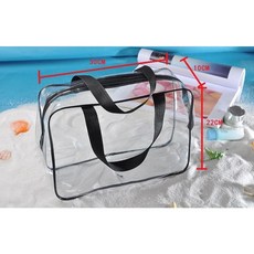 GoGraphy 透明收納袋 加厚防水PVC材質 萬用分類整理包 托藥袋玩具袋旅行化妝包, 大號拉鍊袋（黑）