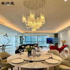 華燈惠 輕奢法式風吊燈不規則玻璃吊燈 現代簡約客廳主燈 創意餐廳燈別墅複式樓燈