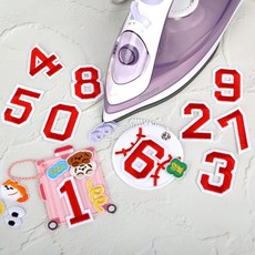 레드 열접착 와펜 숫자 자수패치