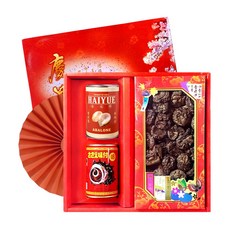 菓青市集 典藏罐頭禮盒 J款 台灣埔里乾香菇 智利鮑魚罐頭 螺肉罐頭, 1個, 典藏罐頭禮盒（J）